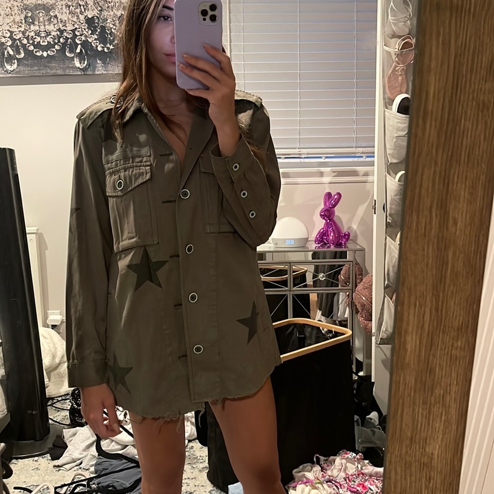 Pistola Olive Star Print Button-Up Top